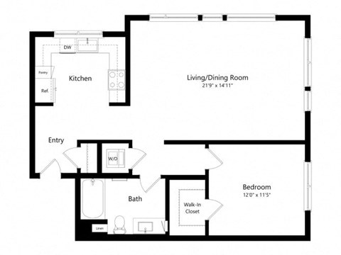 a floor plan of a house with a bedroom and a living room